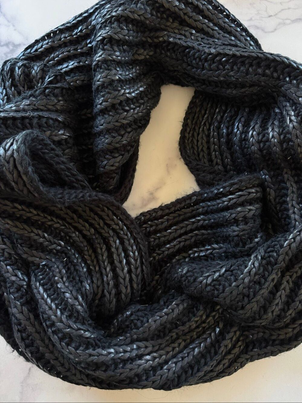 Mossimo ebony black grunge moto chunky knit scarf plush textured chain